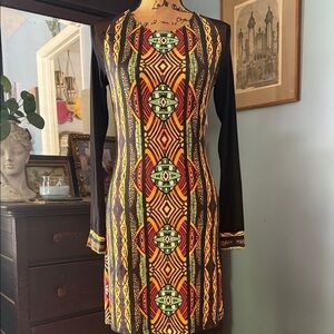 MINKPINK Multicolor Geometric Pattern Long Sleeve Dress – NWT
